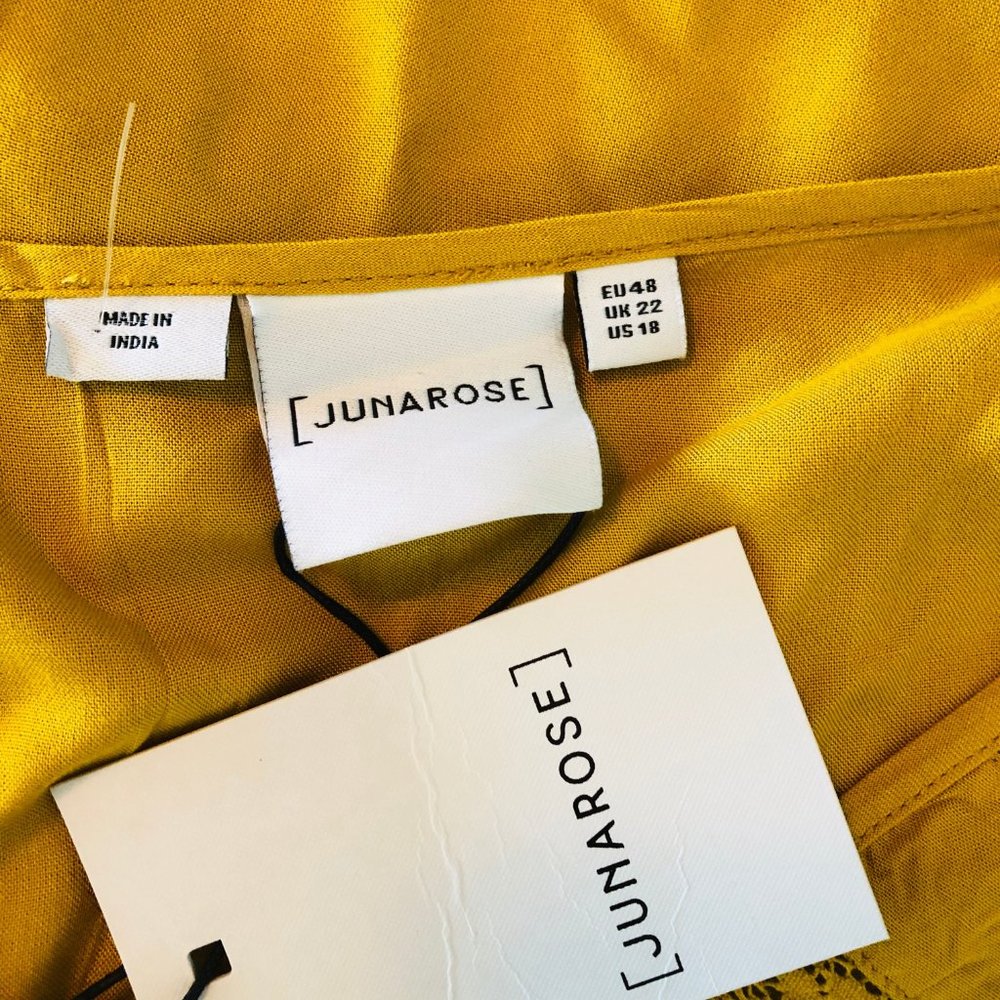 NWT! JunaRose Mustard Yellow Button Front Blouse - Picture 6 of 6